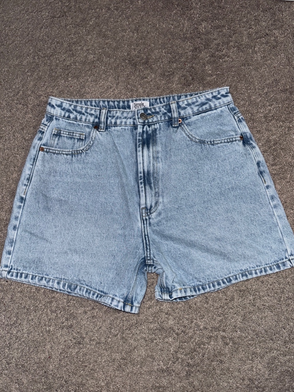 High-Rise Light Blue Denim Jean Shorts